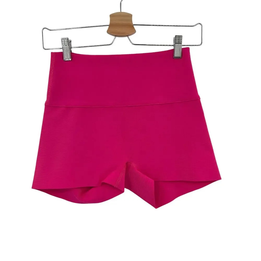 Skims Knit Swim‎ Mid Waist Shorts Magenta Pink Size Small - Picture 2 of 11